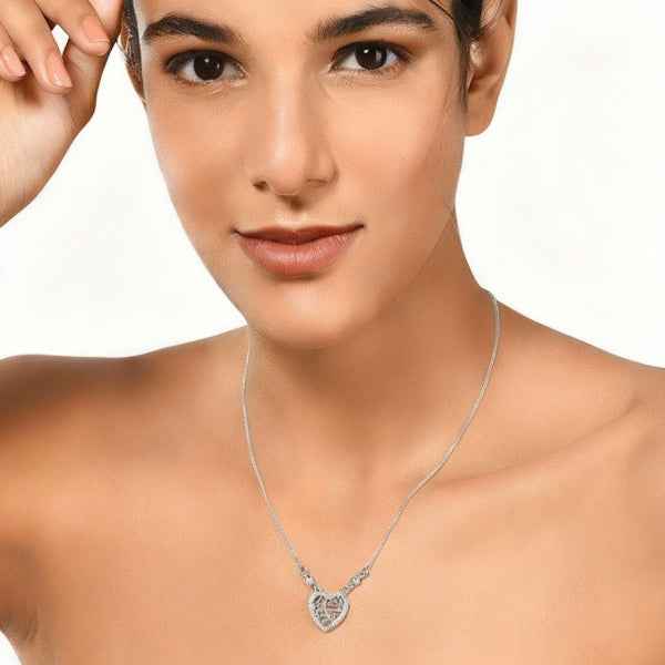 Dazzling Silver Necklace with Heart Pendant | Elegant Cubic Zirconia