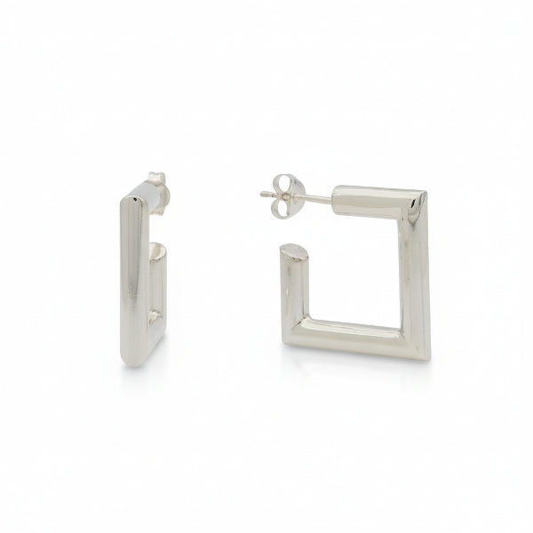 Chic Sterling Silver Square Hoop Earrings | Modern Geometric Design - LA Miraya