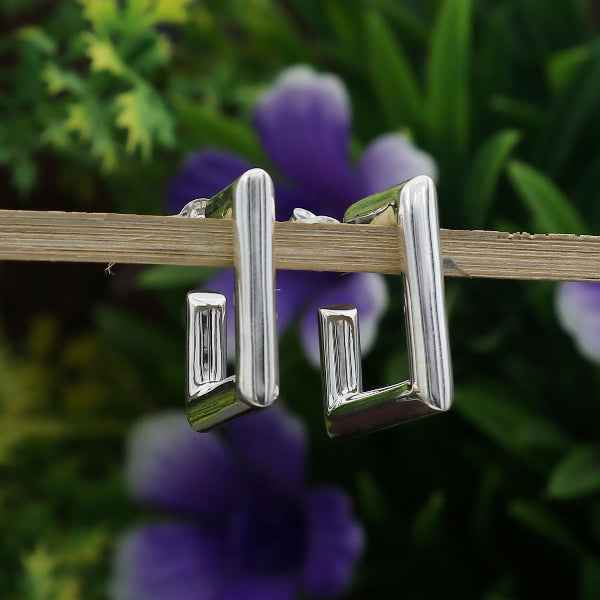 Chic Sterling Silver Square Hoop Earrings | Modern Geometric Design