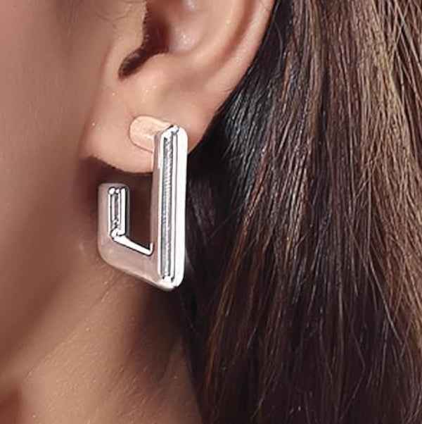 Chic Sterling Silver Square Hoop Earrings | Modern Geometric Design