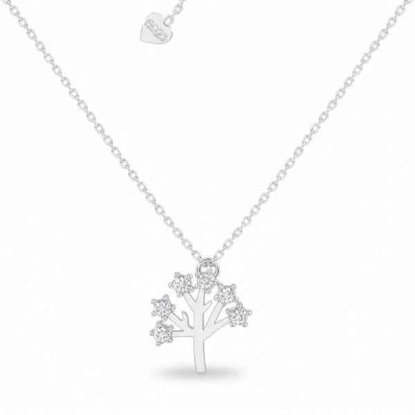Sterling Silver Tree of Life Necklace - Dazzling Cubic Zirconia Pendant