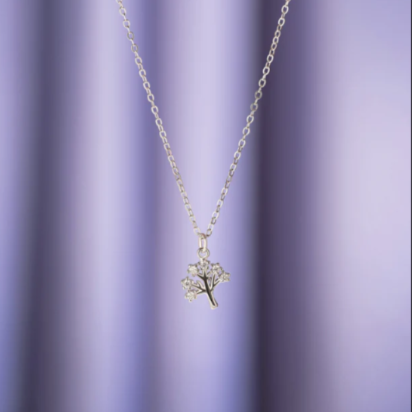 Sterling Silver Tree of Life Necklace - Dazzling Cubic Zirconia Pendant