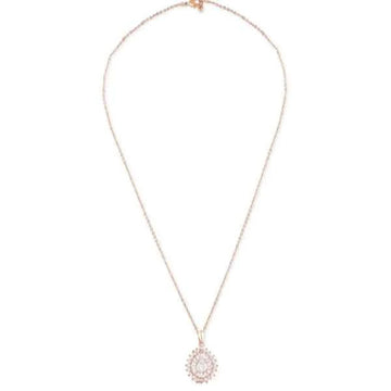 Dazzling Sunburst Diamond Halo Necklace in Rose Gold Finish