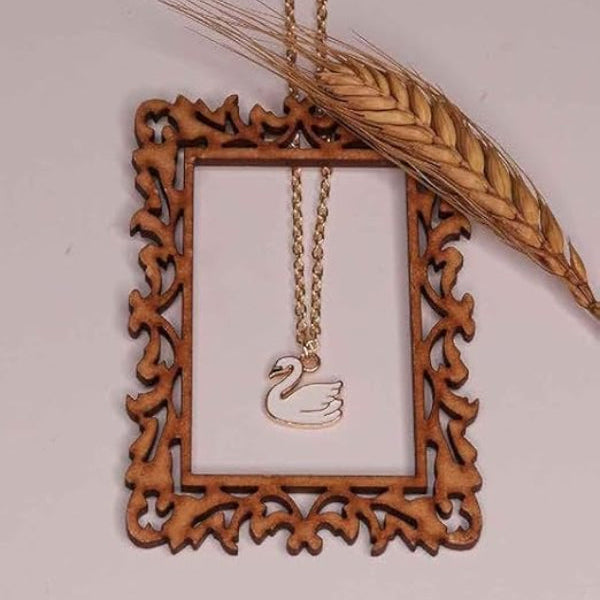 Dainty Gold Swan Pendant Necklace | White Enamel Animal Jewelry - LA Miraya