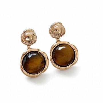 Tigers Eye Earrings - Rose Gold Drops & Natural Stone Jewelry Gift
