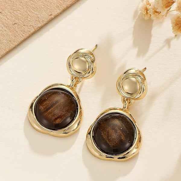 Tigers Eye Earrings - Rose Gold Drops & Natural Stone Jewelry Gift
