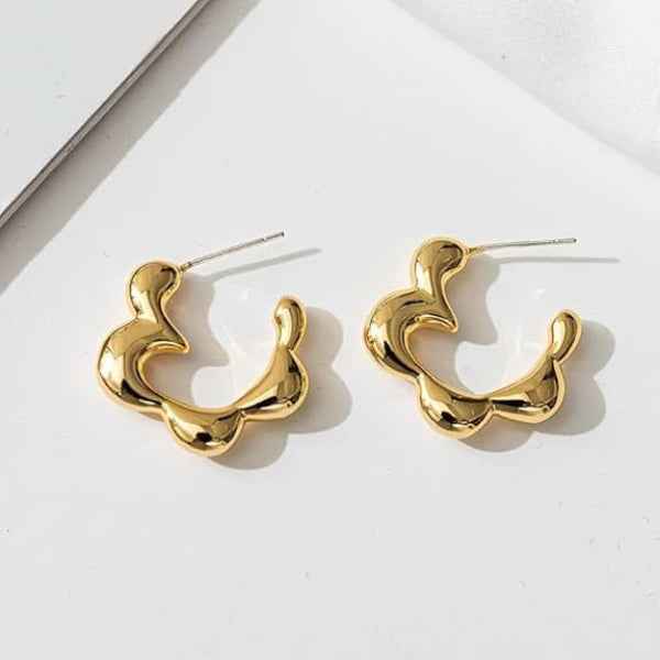 Trendy Gold Plated Hoop Earrings | Lightweight Daily Wear Fashion Jewelry