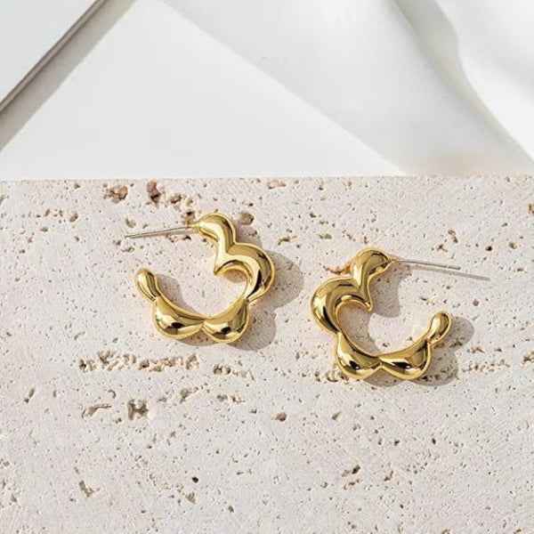Trendy Gold Plated Hoop Earrings | Lightweight Daily Wear Fashion Jewelry