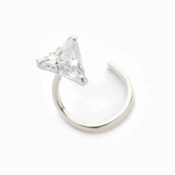 Triangle CZ Nose Pin | Sparkling Silver Stud Nose Pin for Women