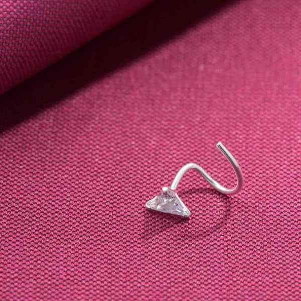 Triangle CZ Nose Pin | Sparkling Silver Stud Nose Pin for Women