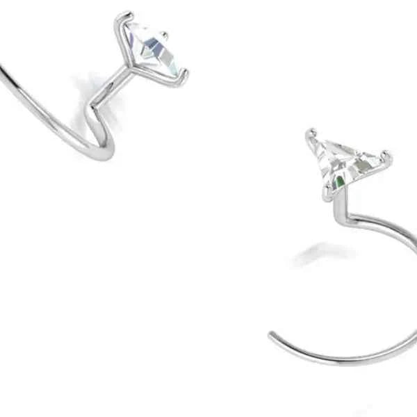 Triangle CZ Nose Pin | Sparkling Silver Stud Nose Pin for Women