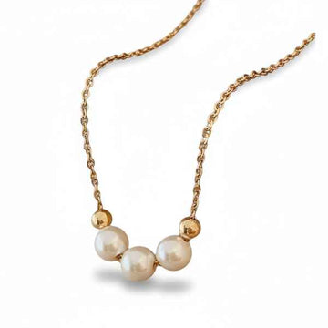 Triple Luminous Pearl Necklace | Chic Floating Gold Bead Jewelry