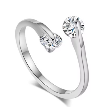Stunning Two Stone Bypass Ring - Crystal Promise Ring for Her