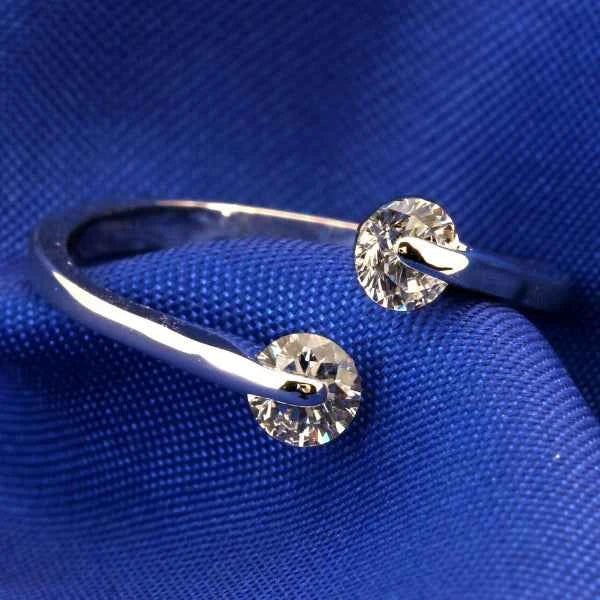 Stunning Two Stone Bypass Ring - Crystal Promise Ring for Her