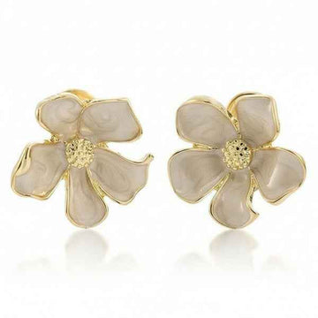 Gorgeous Flower Clip Gold Earrings | Vintage Statement Jewelry