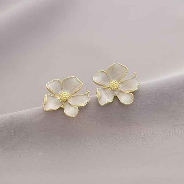Gorgeous Flower Clip Gold Earrings | Vintage Statement Jewelry