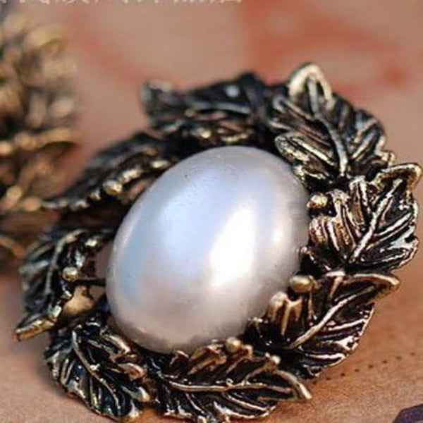 Elegant Vintage Pearl Stud Earrings for Women | Antique Gold Jewelry
