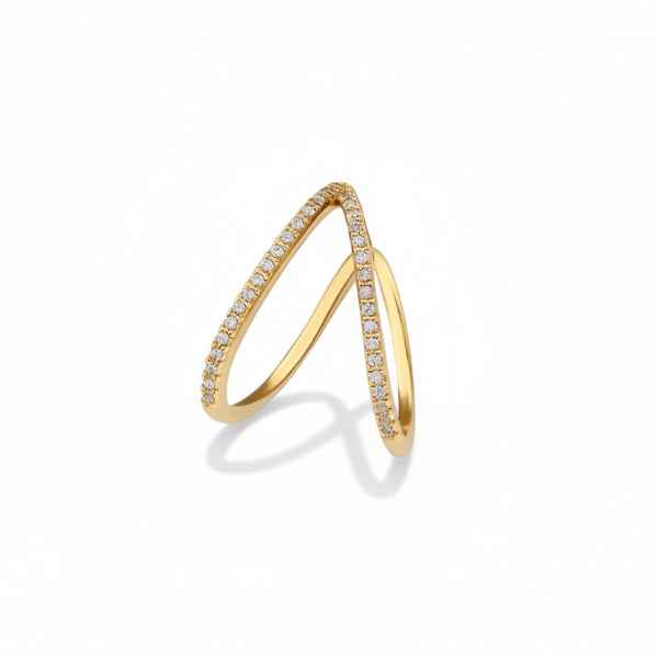 Stunning V Shape Ring - Gold Plated Adjustable Finger Ring for Women