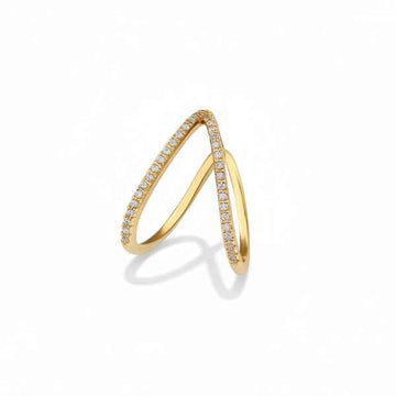 Stunning V Shape Ring - Gold Plated Adjustable Finger Ring for Women