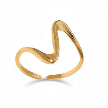 Bold Wavy Gold Ring - Radiant Sculptural Statement Finger Ring