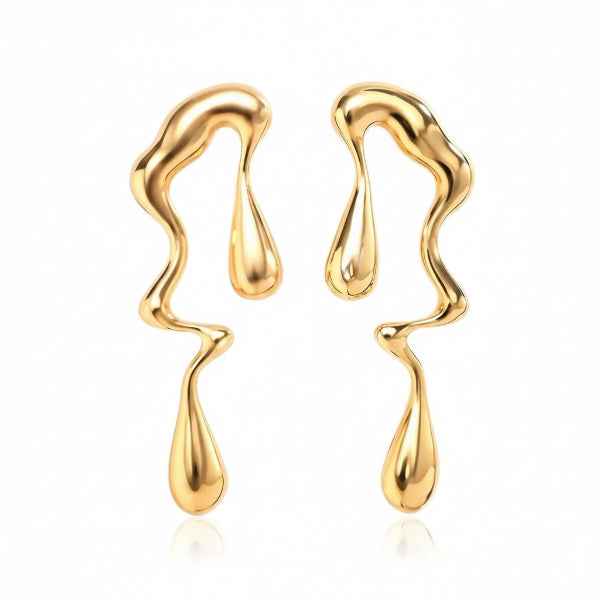 Trending Wavy Gold Dangle Earrings | Modern Statement Teardrop Jewelry