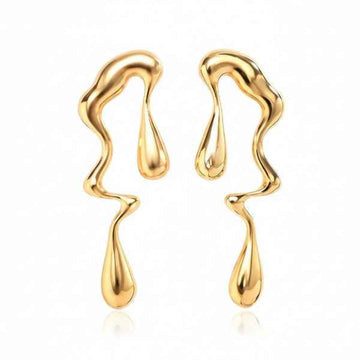Trending Wavy Gold Dangle Earrings | Modern Statement Teardrop Jewelry