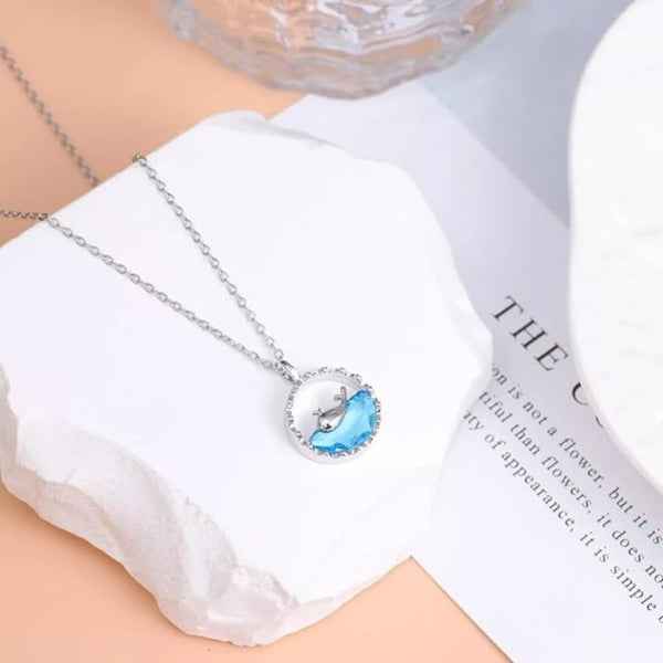 Whale Ocean Sterling Silver Blue Crystal Pendant Necklace