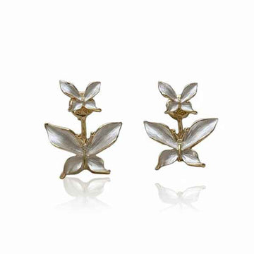 White Butterfly Studs | Dainty Gold Enamel Butterfly Wing Jewelry