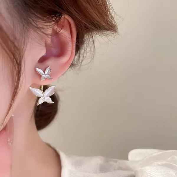 White Butterfly Studs | Dainty Gold Enamel Butterfly Wing Jewelry