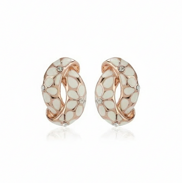 White Daisy Hoop Earrings: Enamel Flower Huggie Statement Jewelry