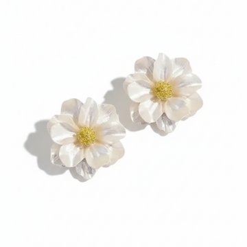 Chic White Flower Earrings | Statement Petal Design Jewelry